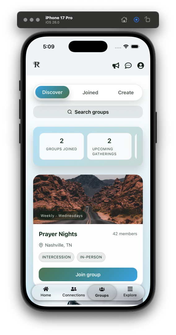 Rooted Groups Interface